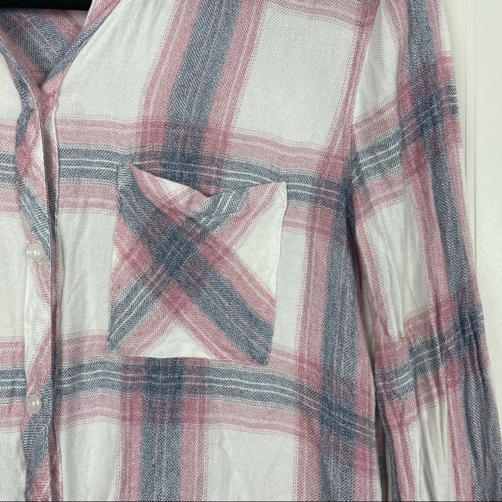 RAILS Hunter Button Down Flannel Shirt White & Peony - Picture 7 of 7